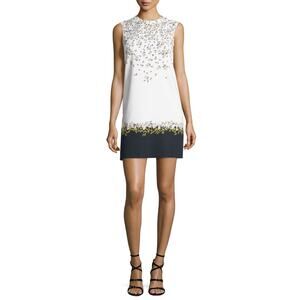 Giambattista Valli Short Sleeve Daisy Print Floral Lace Sheath Dress Size XS